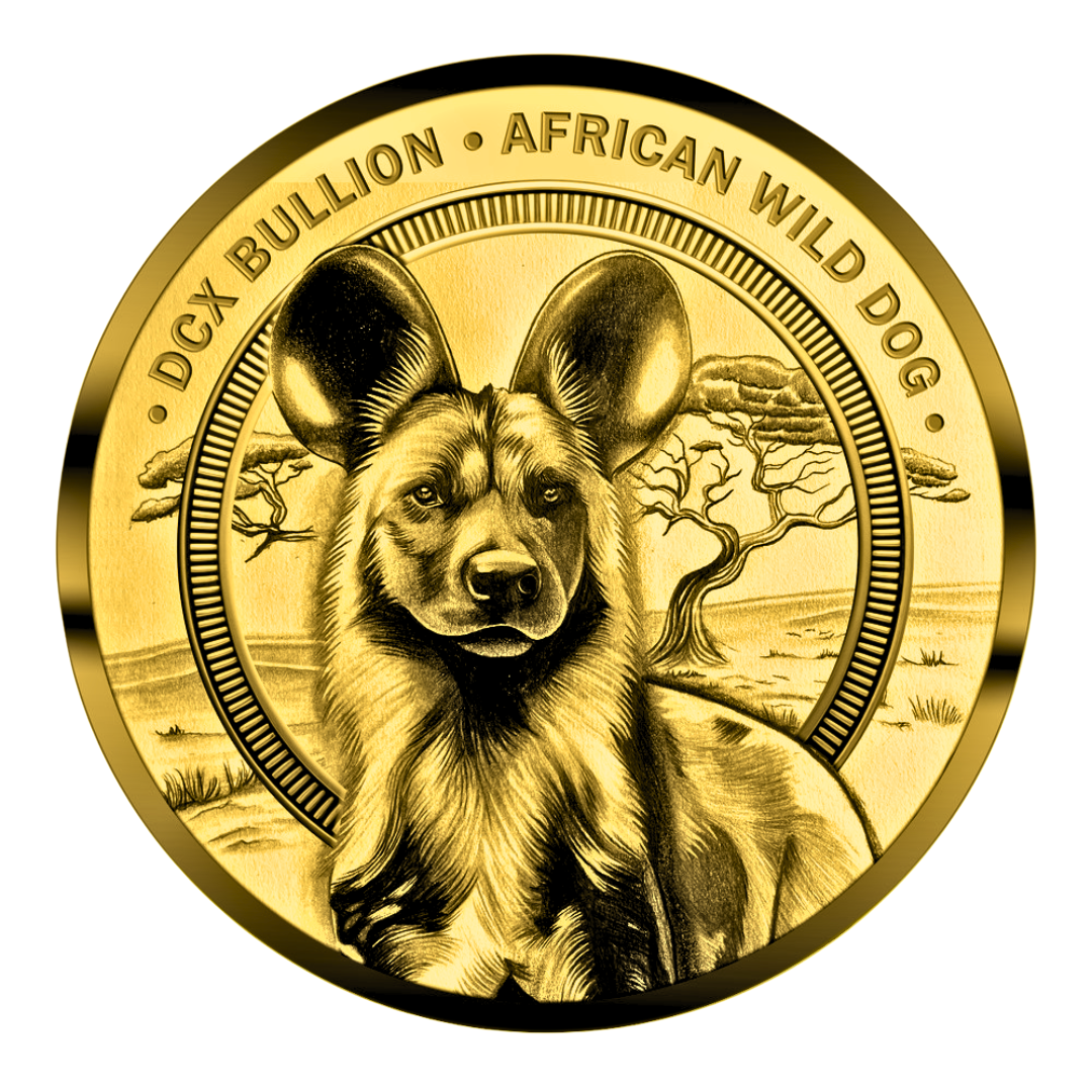 African Wild Dog 1OZ 999.9 Fine Gold Minted Medallion