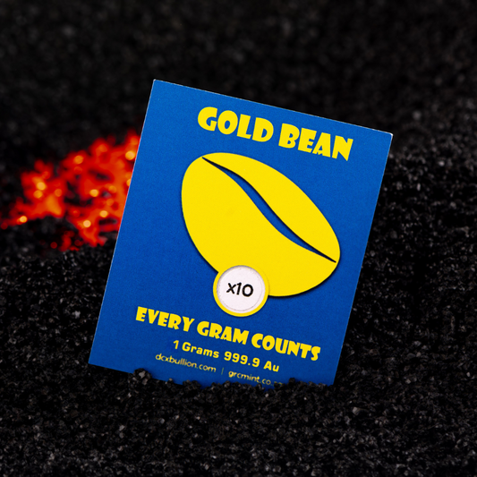 Gold Bean Coin (1Gram) - Set of 10 Coins in Glass Bottle