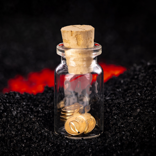 Gold Bean Coin (2Grams) - Set of 10 Coins in Glass Bottle