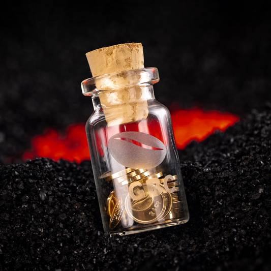 Gold Bean Coin (2Grams) - Set of 20 Coins in Glass Bottle