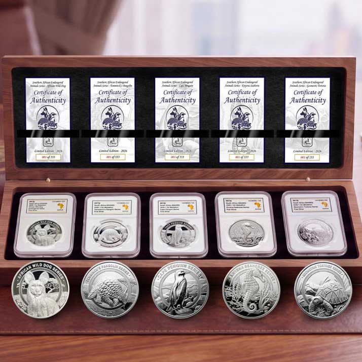 SAAND Southern Africa Endangered Animals Series Silver Box Set
